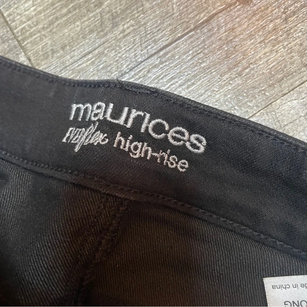 Maurices Everflex High‎ Rise Flare Jeans Black Wash Womens Size 4 Long